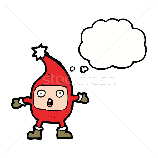 Stock photo: cartoon funny christmas creature with thought bubble