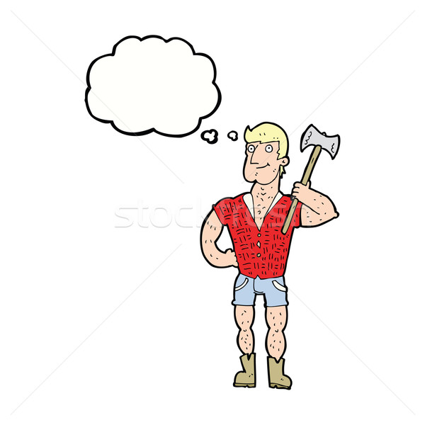 cartoon lumberjack with thought bubble Stock photo © lineartestpilot