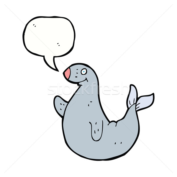 cartoon seal with speech bubble Stock photo © lineartestpilot