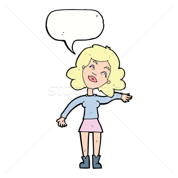Cartoon vrouw grapje tekstballon hand ontwerp Stockfoto © lineartestpilot