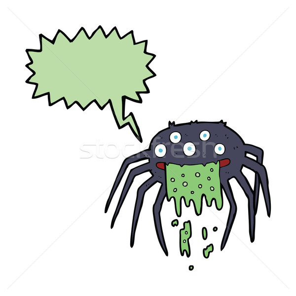 cartoon gross halloween spider with speech bubble Stock photo © lineartestpilot