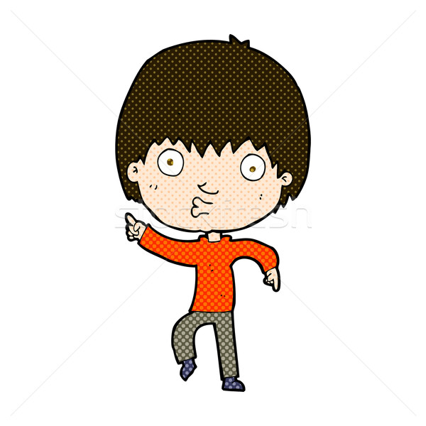 comic cartoon impressed boy pointing Stock photo © lineartestpilot