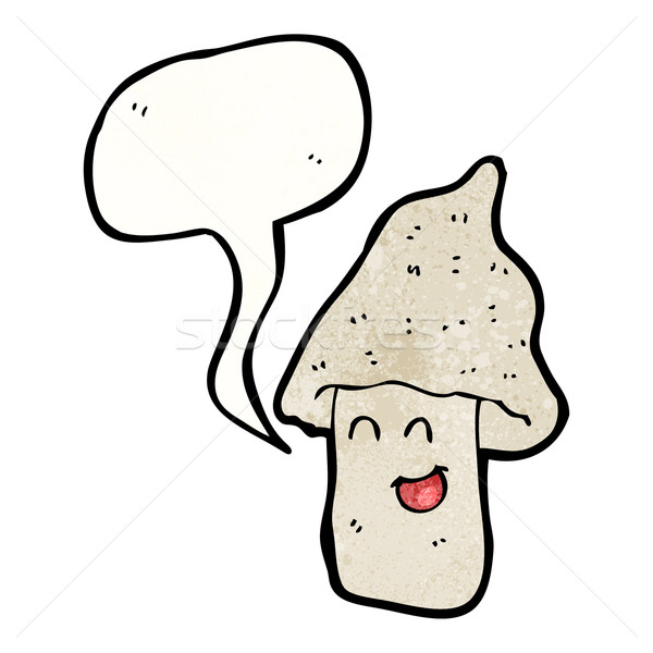 cartoon happy mushroom with speech bubble Stock photo © lineartestpilot