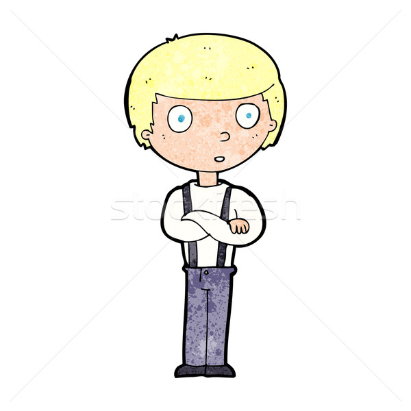 Cartoon staren jongen gevouwen armen hand Stockfoto © lineartestpilot