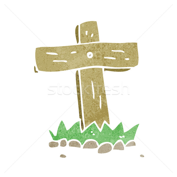 cartoon wooden cross grave Stock photo © lineartestpilot