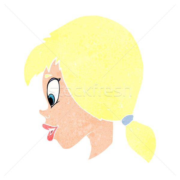 Cartoon довольно женщины лице девушки стороны Сток-фото © lineartestpilot
