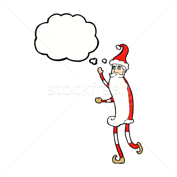 Cartoon chudy Święty mikołaj bubble myśl strony projektu Zdjęcia stock © lineartestpilot