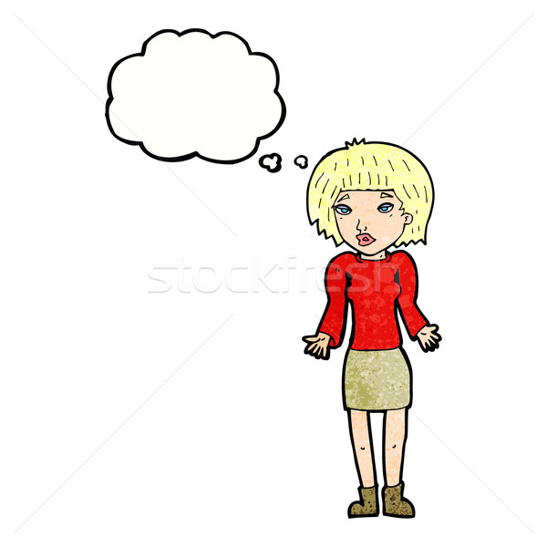 Cartoon kobieta plecy bubble myśl strony projektu Zdjęcia stock © lineartestpilot