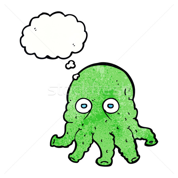Cartoon straniero calamari faccia bolla di pensiero mano Foto d'archivio © lineartestpilot