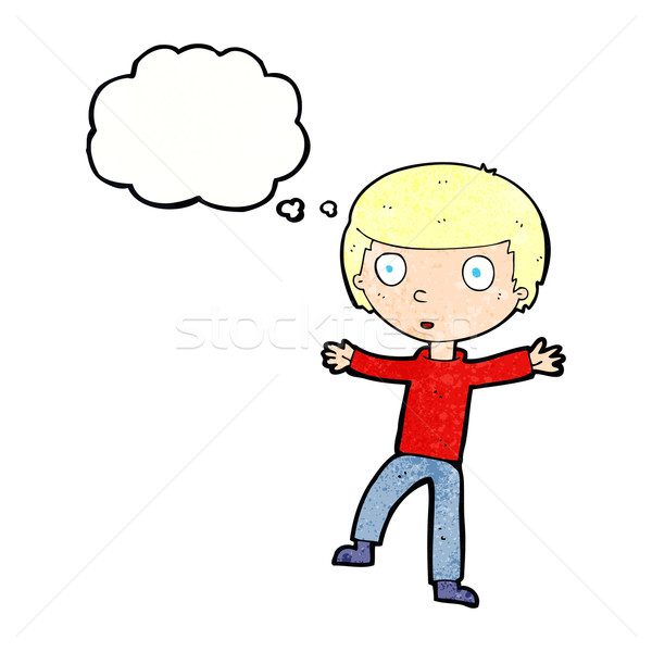 cartoon startled boy with thought bubble Stock photo © lineartestpilot