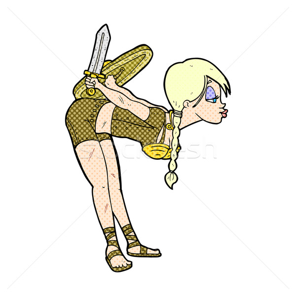 comic cartoon viking girl bowing Stock photo © lineartestpilot