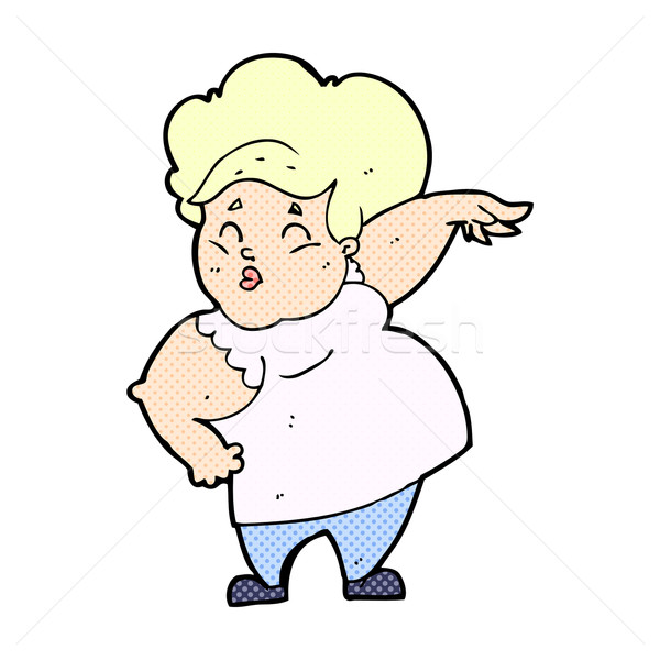 Comic Karikatur glücklich Übergewicht Dame Retro Stock foto © lineartestpilot