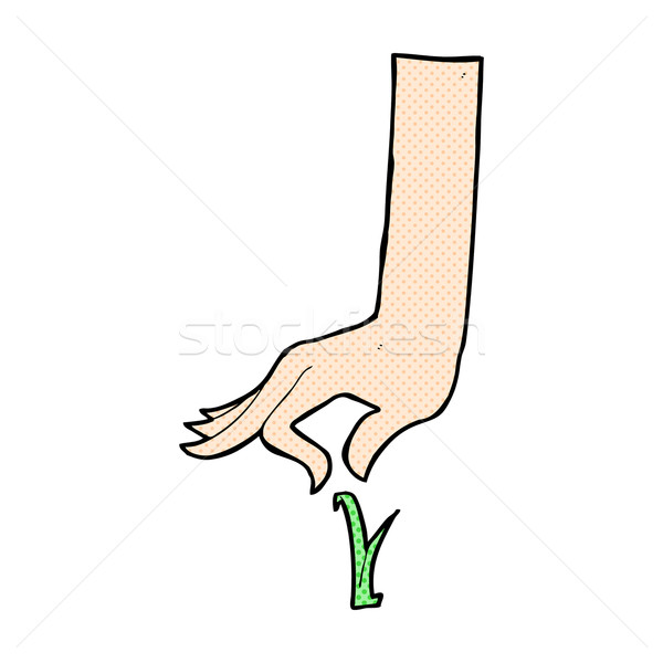 comic cartoon hand picking blade of grass Stock photo © lineartestpilot