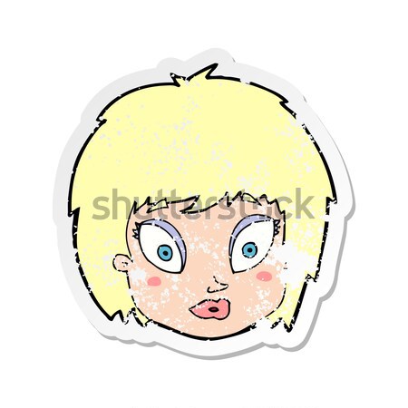 cartoon female face looking upwards with thought bubble Stock photo © lineartestpilot
