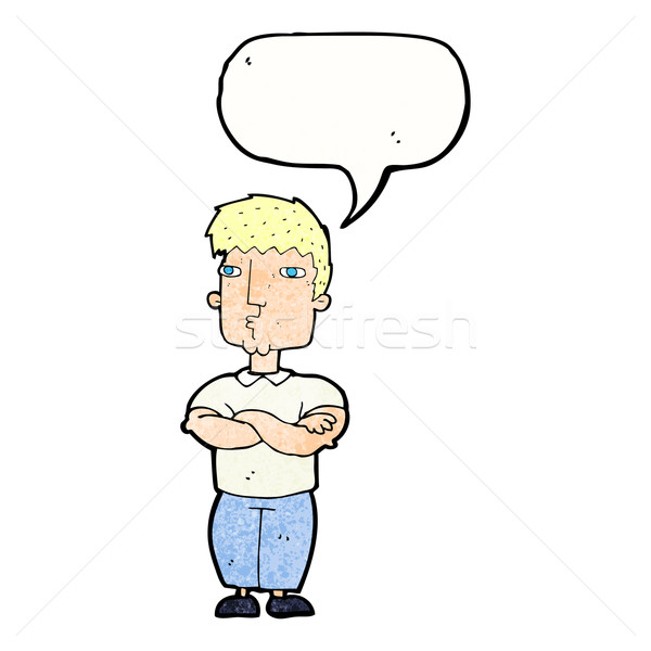 cartoon man with crossed arms with speech bubble Stock photo © lineartestpilot