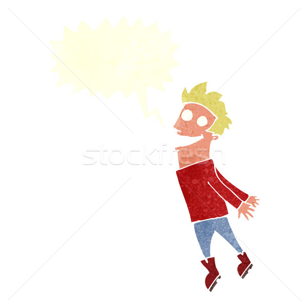 cartoon drenched man flying with speech bubble Stock photo © lineartestpilot