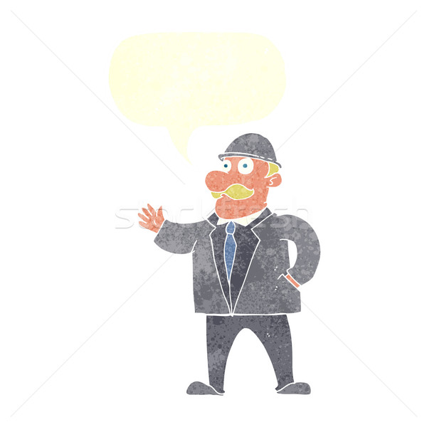 Cartoon hombre de negocios bocadillo negocios mano Foto stock © lineartestpilot
