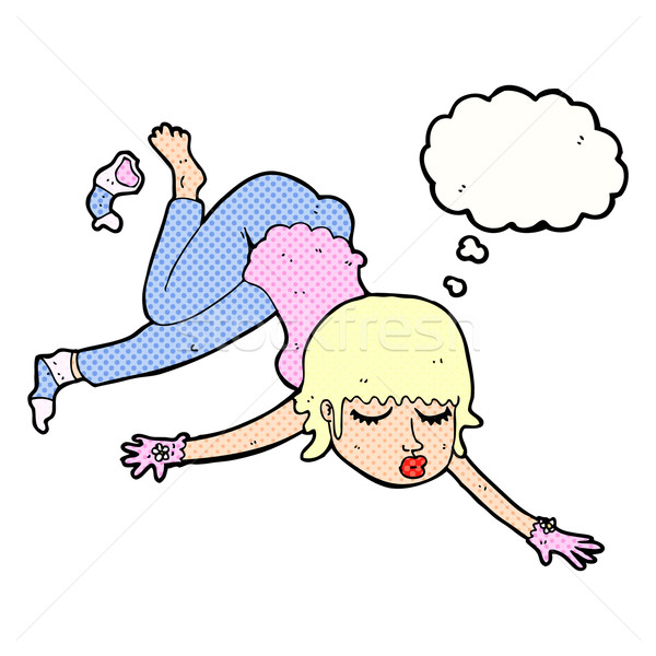 cartoon woman floating with thought bubble Stock photo © lineartestpilot