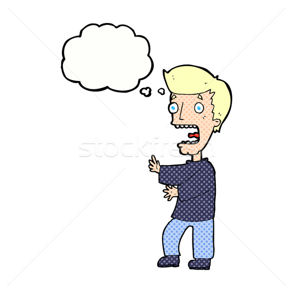 cartoon terrified man with thought bubble Stock photo © lineartestpilot