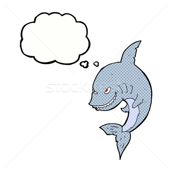 Komik karikatür köpekbalığı düşünce balonu el dizayn Stok fotoğraf © lineartestpilot