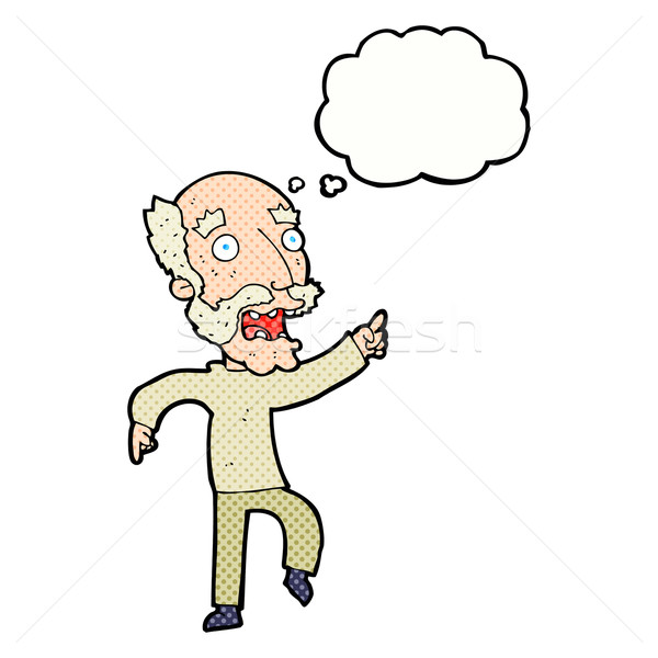 Cartoon bange oude man gedachte bel hand man Stockfoto © lineartestpilot