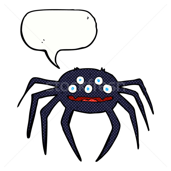 Karikatür halloween örümcek konuşma balonu el dizayn Stok fotoğraf © lineartestpilot