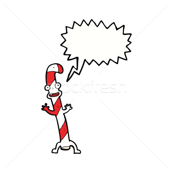 cartoon dancing christmas candy cane with speech bubble Stock photo © lineartestpilot