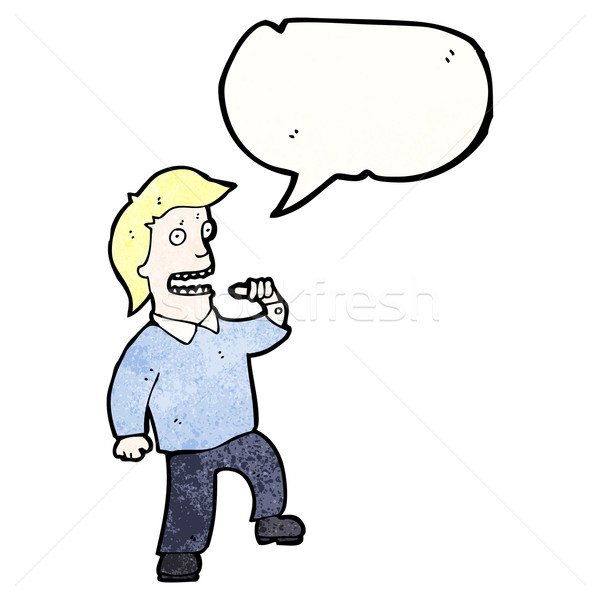 Adam konuşma sanat Retro çizim karikatür Stok fotoğraf © lineartestpilot