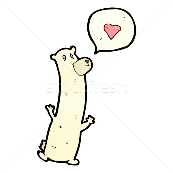 Cartoon ours polaire amour coeur rétro ours [[stock_photo]] © lineartestpilot