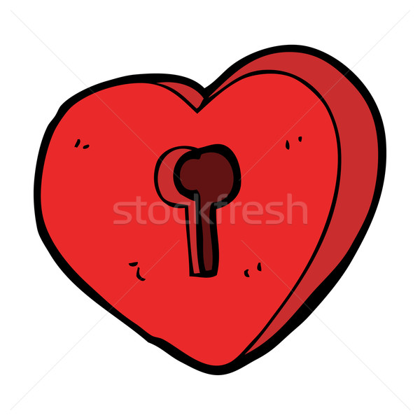 Cartoon hart sleutelgat hand kunst retro Stockfoto © lineartestpilot