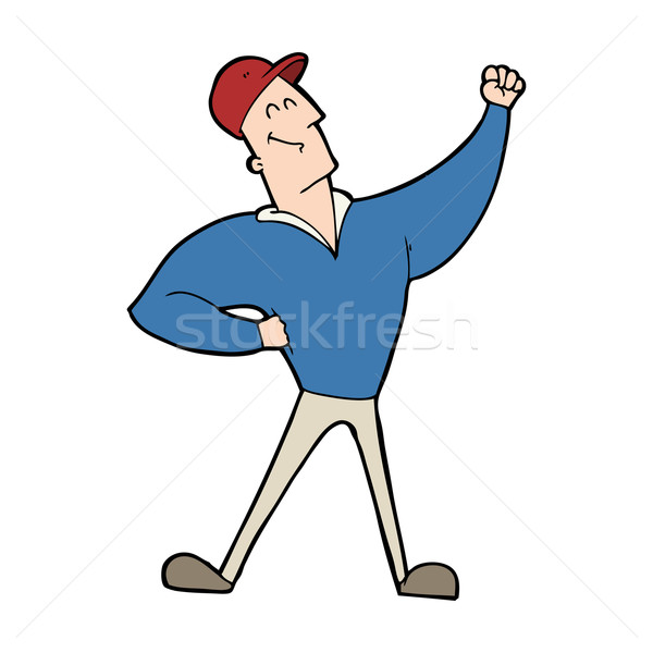 Cartoon man heroïsch pose hand ontwerp Stockfoto © lineartestpilot