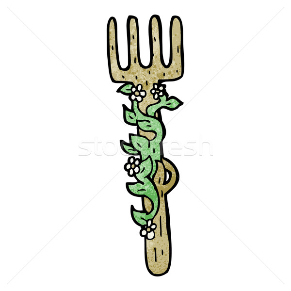 cartoon ornate wooden fork Stock photo © lineartestpilot