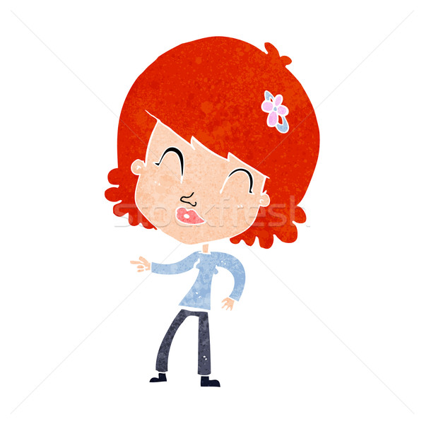 cartoon happy woman pointing Stock photo © lineartestpilot