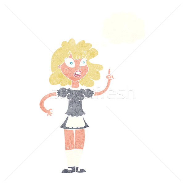 Cartoon zmartwiony pokojówka bubble myśl strony projektu Zdjęcia stock © lineartestpilot