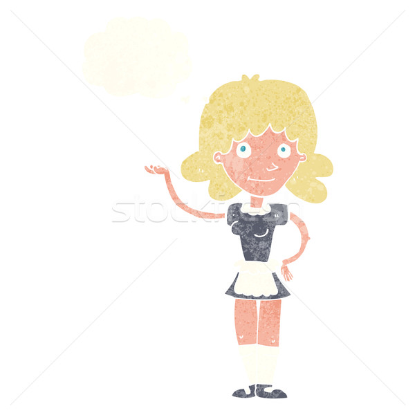 Zdjęcia stock: Cartoon · pokojówka · bubble · myśl · dziewczyna · strony · projektu