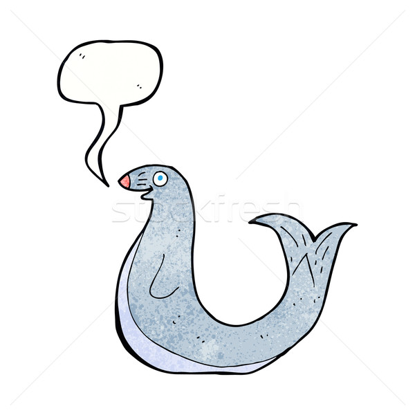 cartoon happy seal with speech bubble Stock photo © lineartestpilot