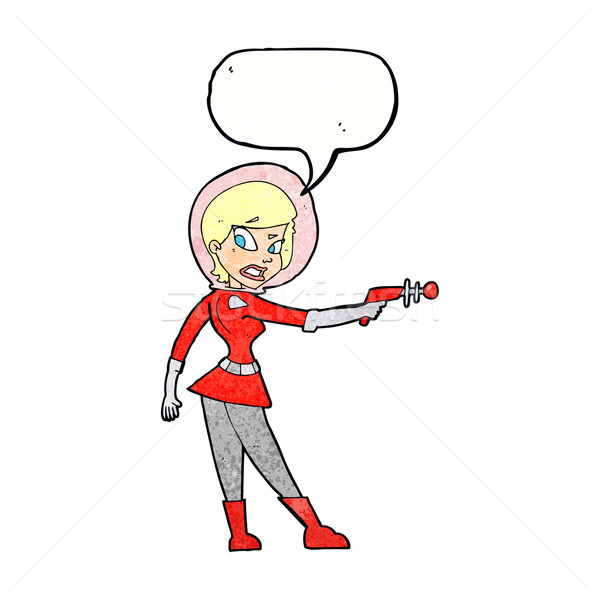 cartoon sci fi girl with speech bubble Stock photo © lineartestpilot