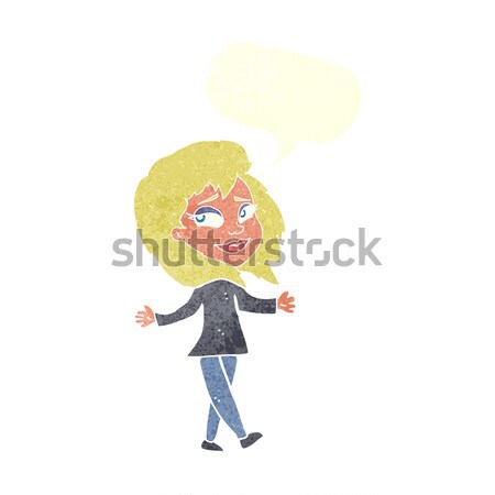 stress free woman cartoon with speech bubble Stock photo © lineartestpilot