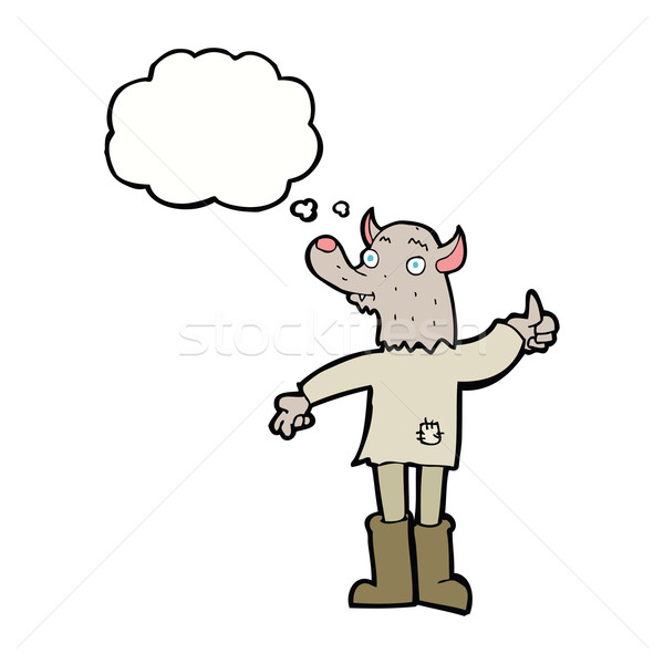 cartoon funny werewolf with thought bubble Stock photo © lineartestpilot