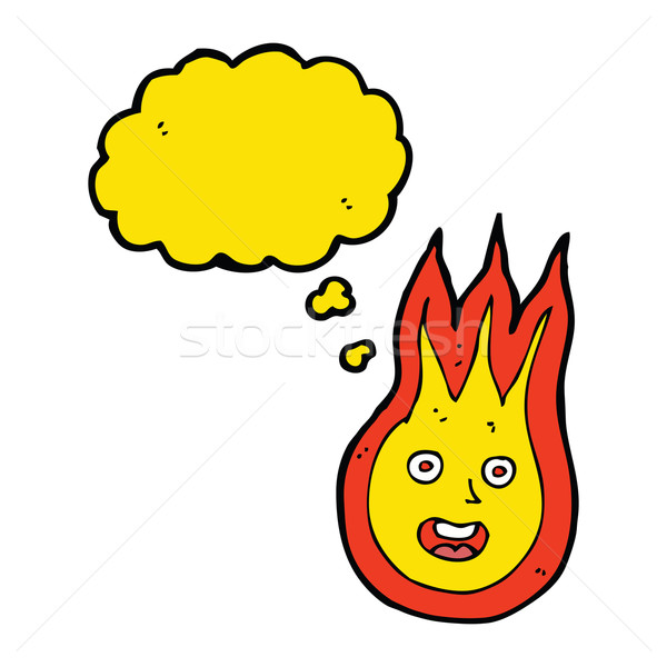 Cartoon amichevole palla di fuoco bolla di pensiero mano design Foto d'archivio © lineartestpilot