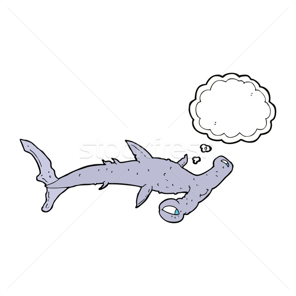 cartoon hammerhead shark with thought bubble Stock photo © lineartestpilot