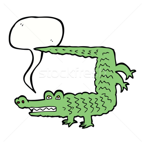 Cartoon krokodil tekstballon hand ontwerp dieren Stockfoto © lineartestpilot