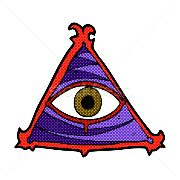 Cômico desenho animado místico olho símbolo retro Foto stock © lineartestpilot