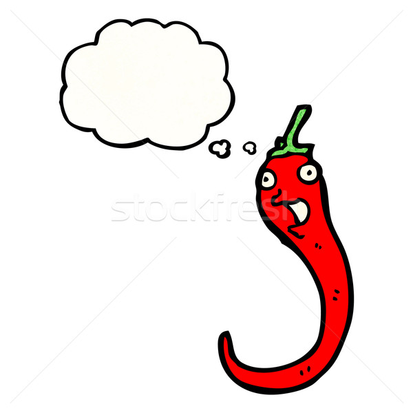 cartoon chili pepper with thought bubble Stock photo © lineartestpilot