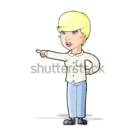 cartoon woman pointing finger of blame Stock photo © lineartestpilot