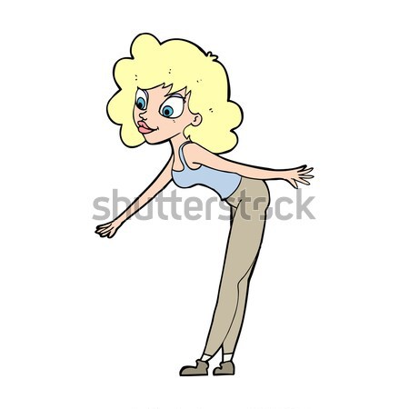 cartoon woman reaching to pick something up Stock photo © lineartestpilot