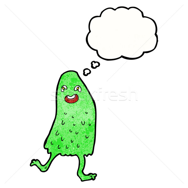 Stock photo: cartoon funny slime monster with thought bubble