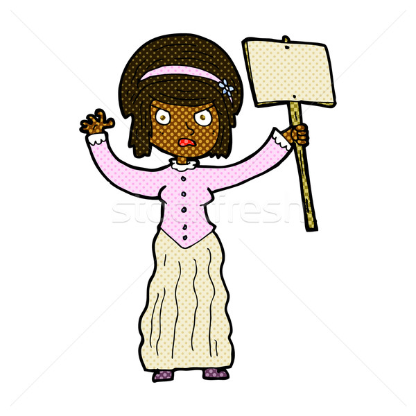 Stock photo: comic cartoon vicorian woman protesting