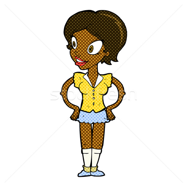 [[stock_photo]]: Dessinées · cartoon · heureux · femme · court · jupe