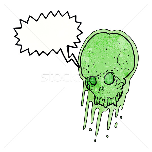 cartoon slimy skull with speech bubble Stock photo © lineartestpilot